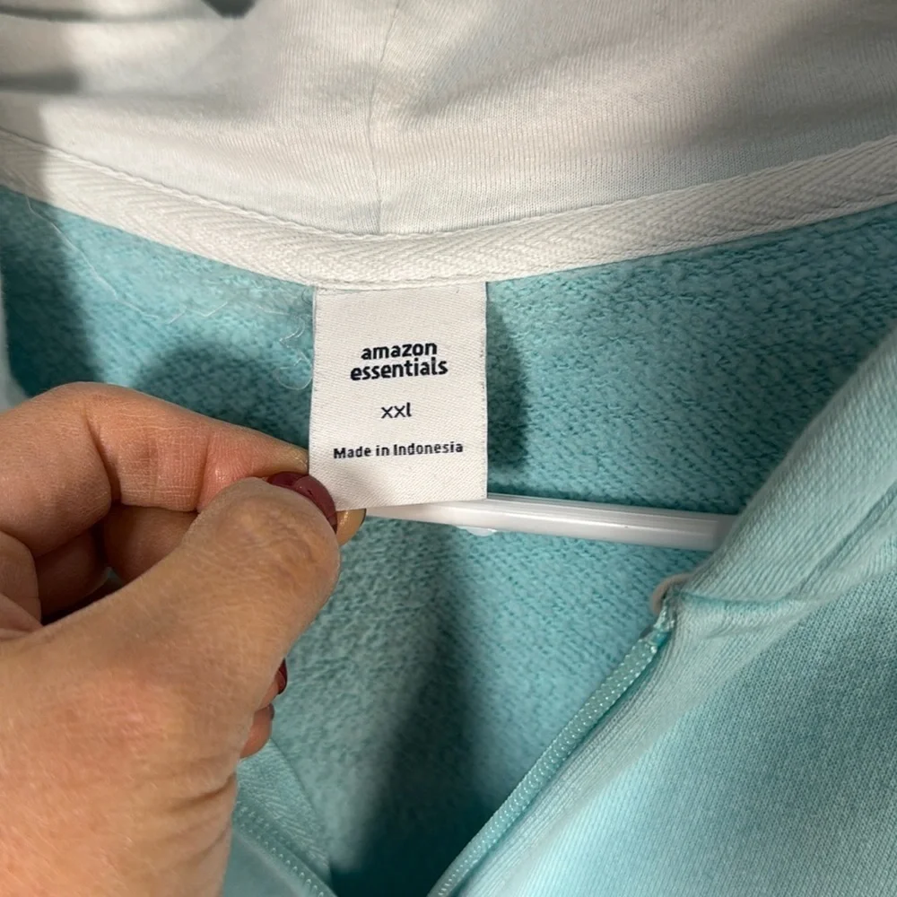 Amazon Essentials hooded zip sweater in teal green girls size XXL (K1)